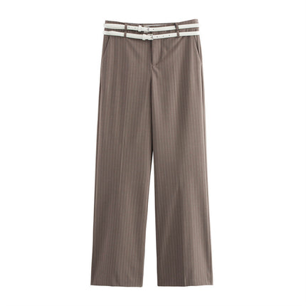 European And American Style Women's Fashion Temperament With Belt Vest Double Belt Pants