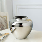 One silverplated low vase