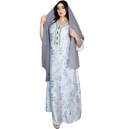 Muslim Female Hui Print Dress Robe
