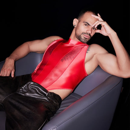 High Elastic Lightweight Stitching Body Shaping See-through Sexy Night Men Jump suit