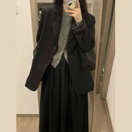 Solid Color Loose Casual Women's Suit Jacket