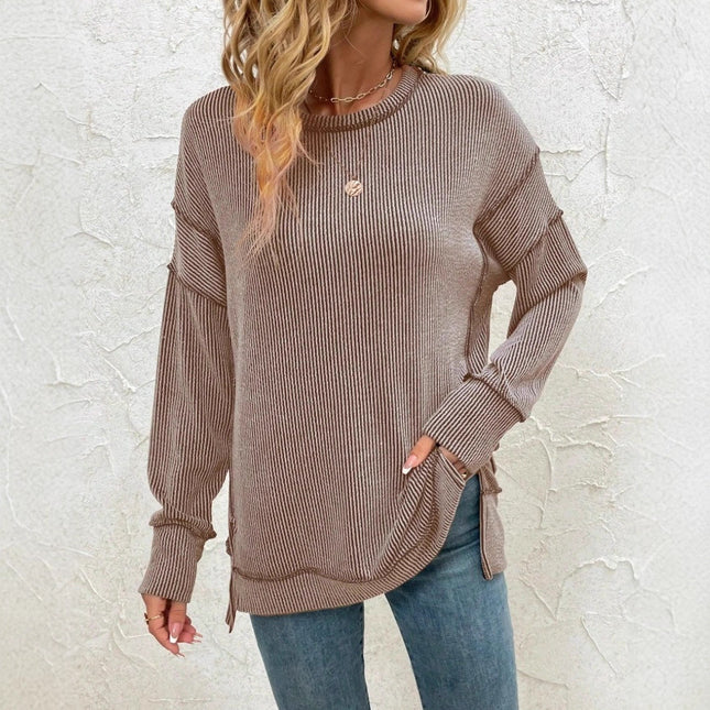 Twist Strip Split Long Sleeve Loose Sweatshirt Sweater