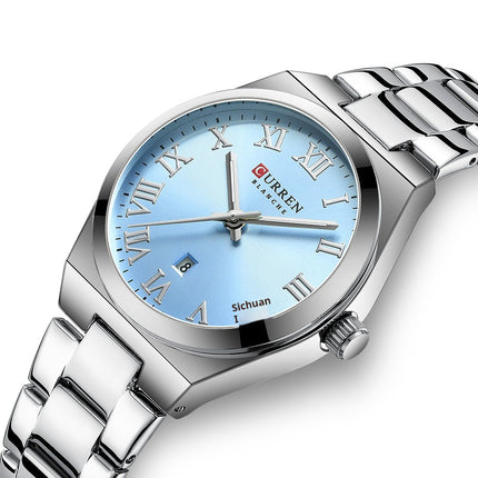 Women's Fashion Calendar Women's Watch Casual Steel Belt