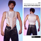 High Elastic Lightweight Stitching Body Shaping See-through Sexy Night Men Jump suit