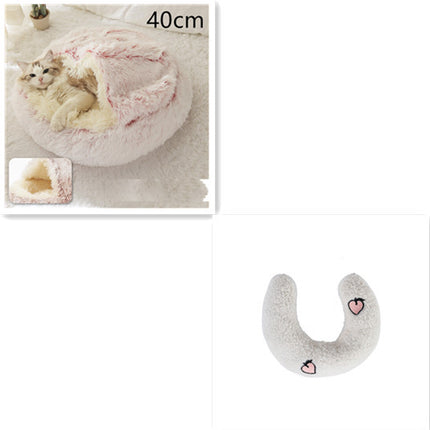 2 In 1 Dog And Cat Bed Pet Winter Bed Round Plush Warm Bed House Soft Long Plush Pets Bed Pet Products