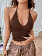 SHEIN EZwear Summer Solid Crop Halter Top