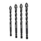 4PCS Drill Set Hex Tile Drill Bit Glass Ceramic Bric Hex Shank Cross Spear Head