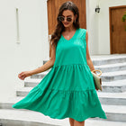 Summer Sleeveless V-neck Dress Bohemian Casual Ladies
