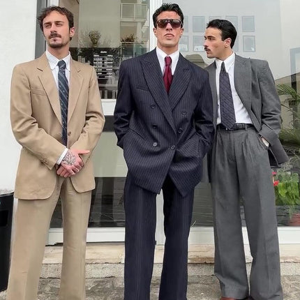 Classic Double - Breasted Pinstripe Men's Suit