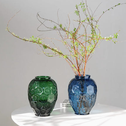 Embossed Crystal Glass Silver Lotus Vase