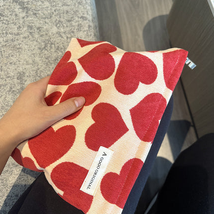 Corduroy Love Heart Cosmetic Bag Portable Skin Care Products Buggy Bag