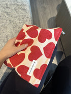 Corduroy Love Heart Cosmetic Bag Portable Skin Care Products Buggy Bag
