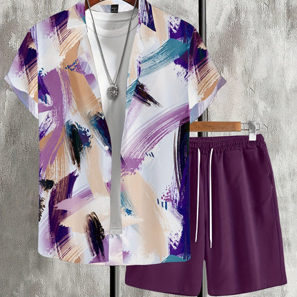 Men's Short Sleeve Shirt Outfit Printed Men's Clothing