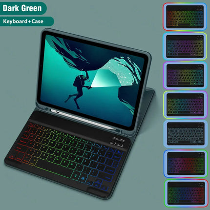 Ipad Protective Case Luminous Bluetooth Keyboard Leather Sheath