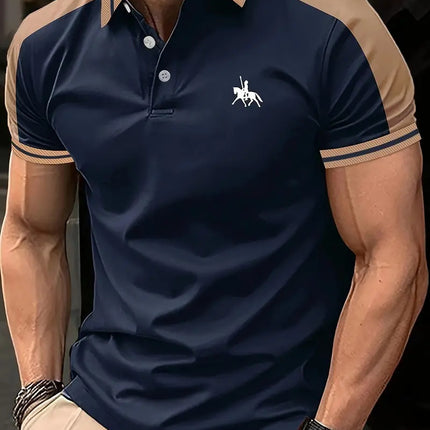 New European And American Men's Daily Casual Printing Lapel Short Sleeve