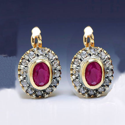 Fashion Red Set With Diamonds Gemstone Women's Ear Clip
