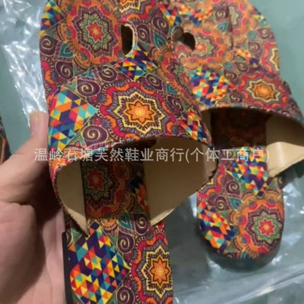 Plus Size Ethnic Style Flat Toe Ring Slippers