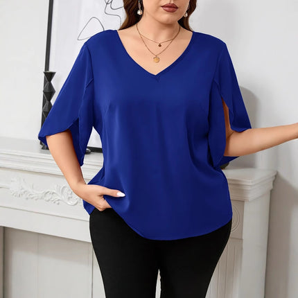 Fashion Solid Color Plus Size T-shirt Loose All-match Plus Size