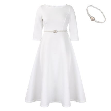 Women's European And American Solid Color Large Swing Skirt Temperament Dress