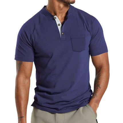 Plus Size Men's Short Sleeve Sleeve Button Pocket