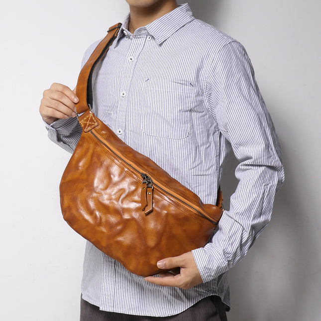 Retro Men's Bag Skull Skin Outdoor Cycling Crossbody Bag