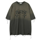 Retro Tattered Jeans Summer Loose Personality Half Sleeve