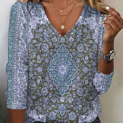 Fall Winter Fashion Printing Long-sleeve T-shirt Sexy Temperament Collar Top Slim Women's Clothing Animal And Plant Printing