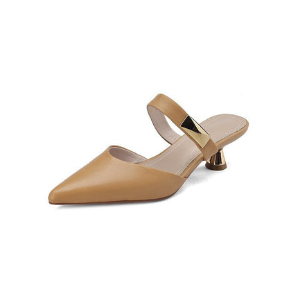 Casual Pointed-toe Mules Shoes High Heel Toe Box Half Slippers