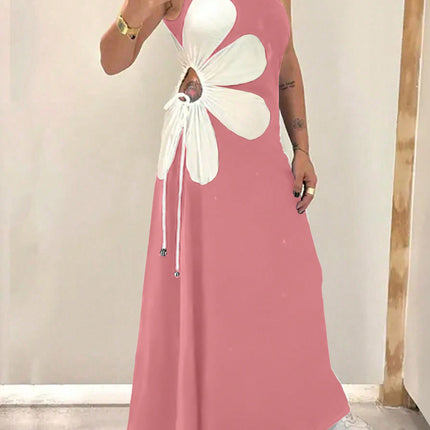 Large Flower Off-the-shoulder Sling Dress