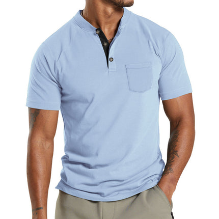 Plus Size Men's Short Sleeve Sleeve Button Pocket