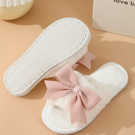 Women's Winter Cute Bow Thick Bottom Non Slip Cotton Slippers
