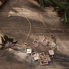 Color Painting Oil Geometric Square Ear Studs Bracelet And Necklace Set