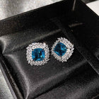 925 Silver Jewelry Colored Gems Suit Ear Stud Pendant Ring For Women