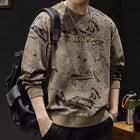 Round Neck Print Sweatshirt Long Sleeve Men's