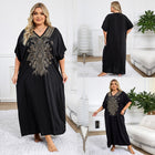 Outerwear Cover-up Rayon Embroidery Plus Size Long Dress Women