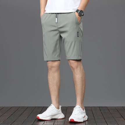 Summer Ice Silk Ultra-thin Middle Pants Men's Loose Track Pants Casual Breeches Beach Shorts Men's Shorts
