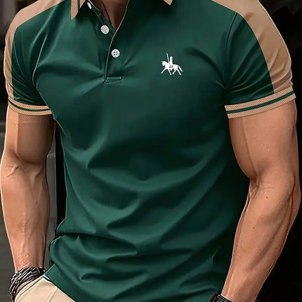 New European And American Men's Daily Casual Printing Lapel Short Sleeve