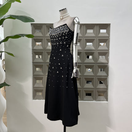 Handmade Rhinestone Heavy Industry Waist Tube Top Dress