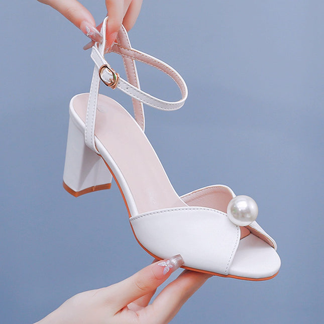 Peep Toe Root Heel Chunky Heel Sandals
