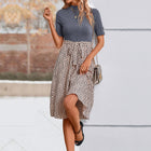 All-match And Sweet Half Turtleneck Leopard Print Color-matching Dress