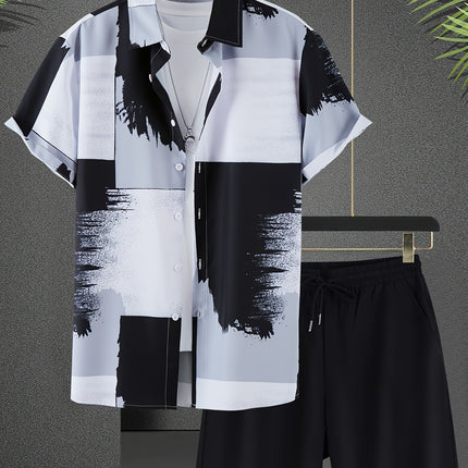 Men's Short Sleeve Shirt Outfit Printed Men's Clothing