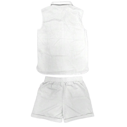 Men's Casual Stand Collar Cardigan Vest Cotton And Linen Style Suit