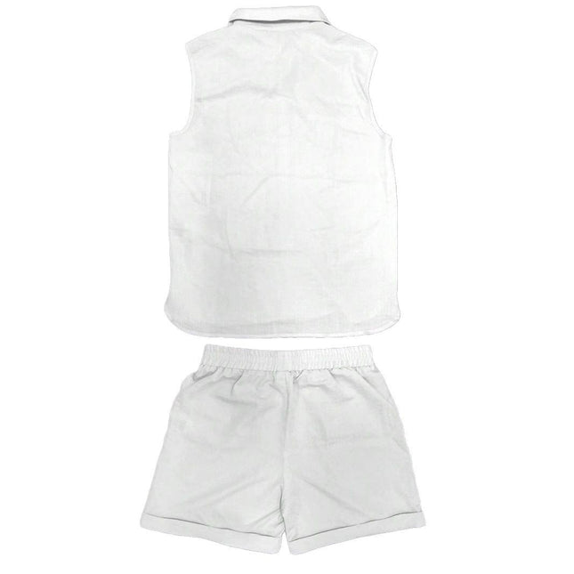 Men's Casual Stand Collar Cardigan Vest Cotton And Linen Style Suit