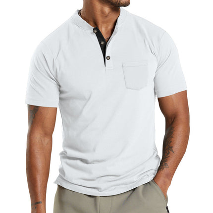 Plus Size Men's Short Sleeve Sleeve Button Pocket