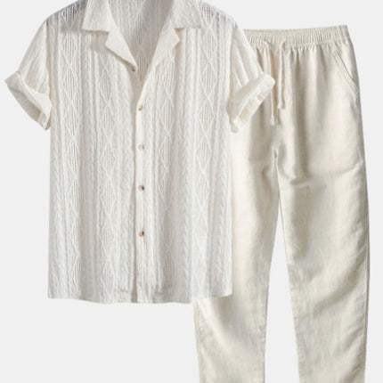 Lapel Casual Short-sleeved Shirt Digital Printing Comfortable Trousers Suit