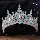 Wedding Birthday Headdress Crown Alloy Inlaid Protein Green Bright Crystal Bride