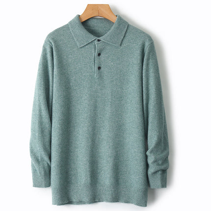 Men's Woolen Sweater Polo Collar Sweater Pullover