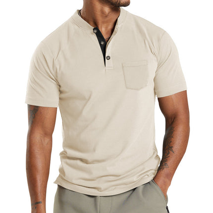 Plus Size Men's Short Sleeve Sleeve Button Pocket