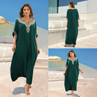 Outerwear Cover-up Rayon Embroidery Plus Size Long Dress Women