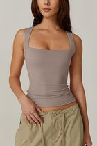 Summer Square-neck Tank Vest Ins Fashion Slim Solid Sleeveless Tops For Women Clothing